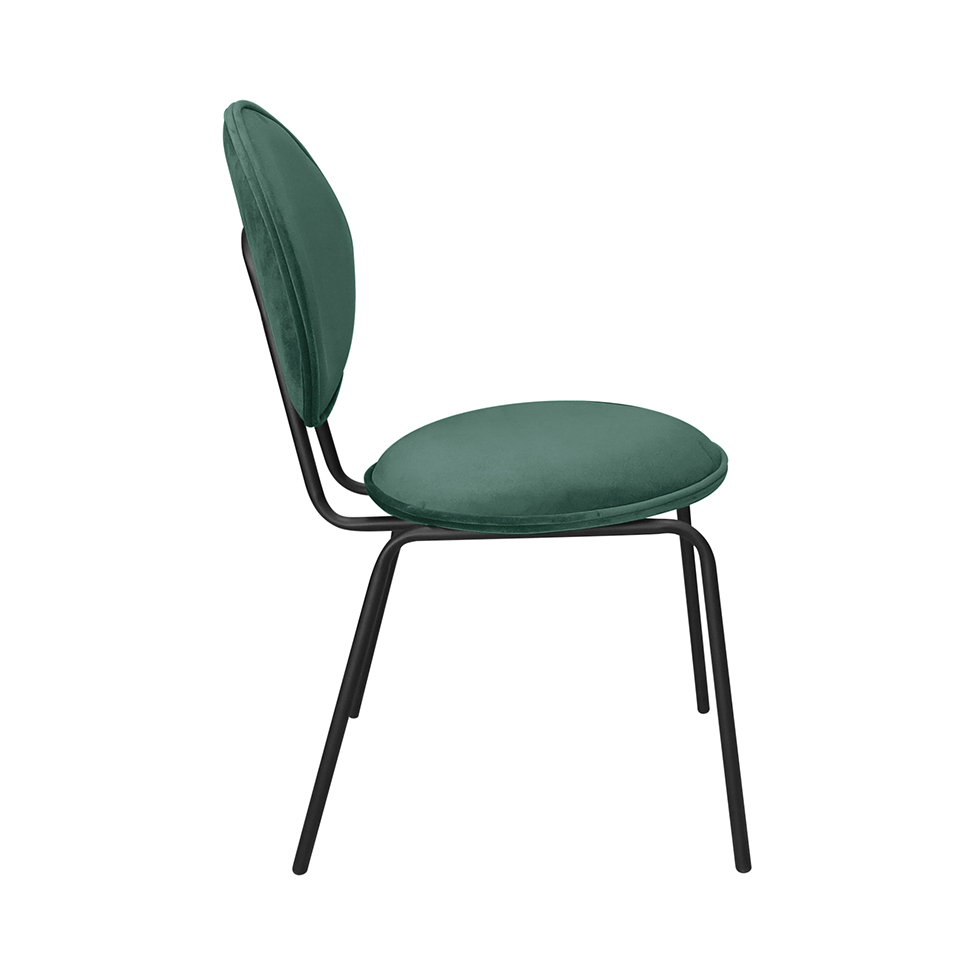 Conjunto com 2 Cadeiras Sofia Veludo Verde e Preto