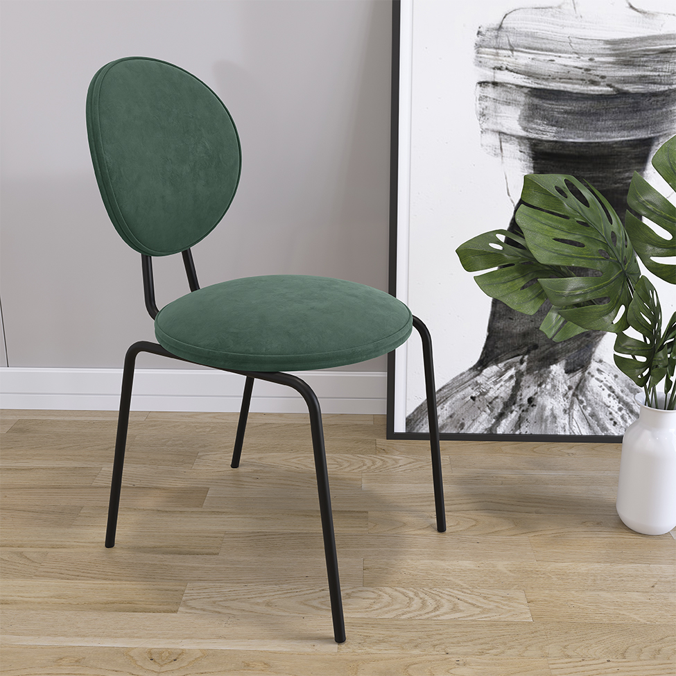 Conjunto com 2 Cadeiras Sofia Veludo Verde e Preto