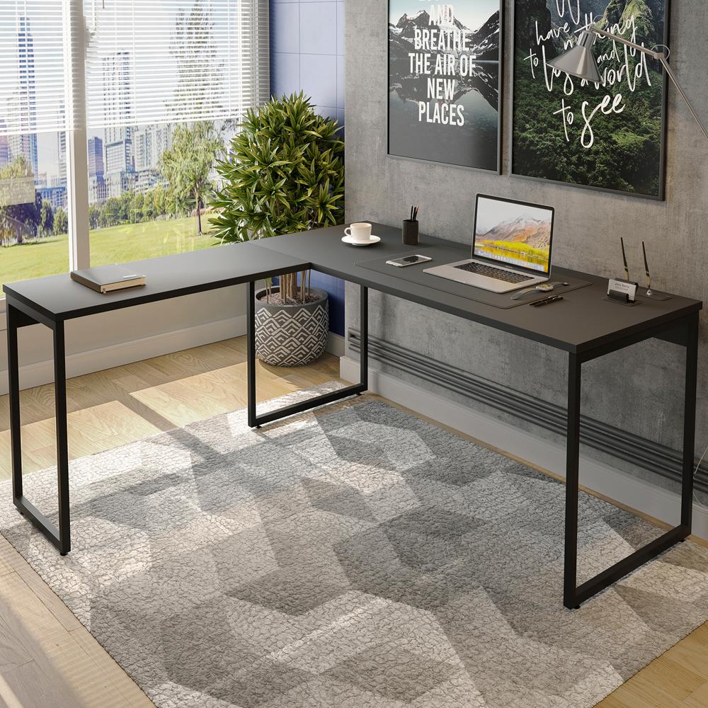 Mesa De Canto Para Escritorio Estilo Industrial 133160 Preto Mobel