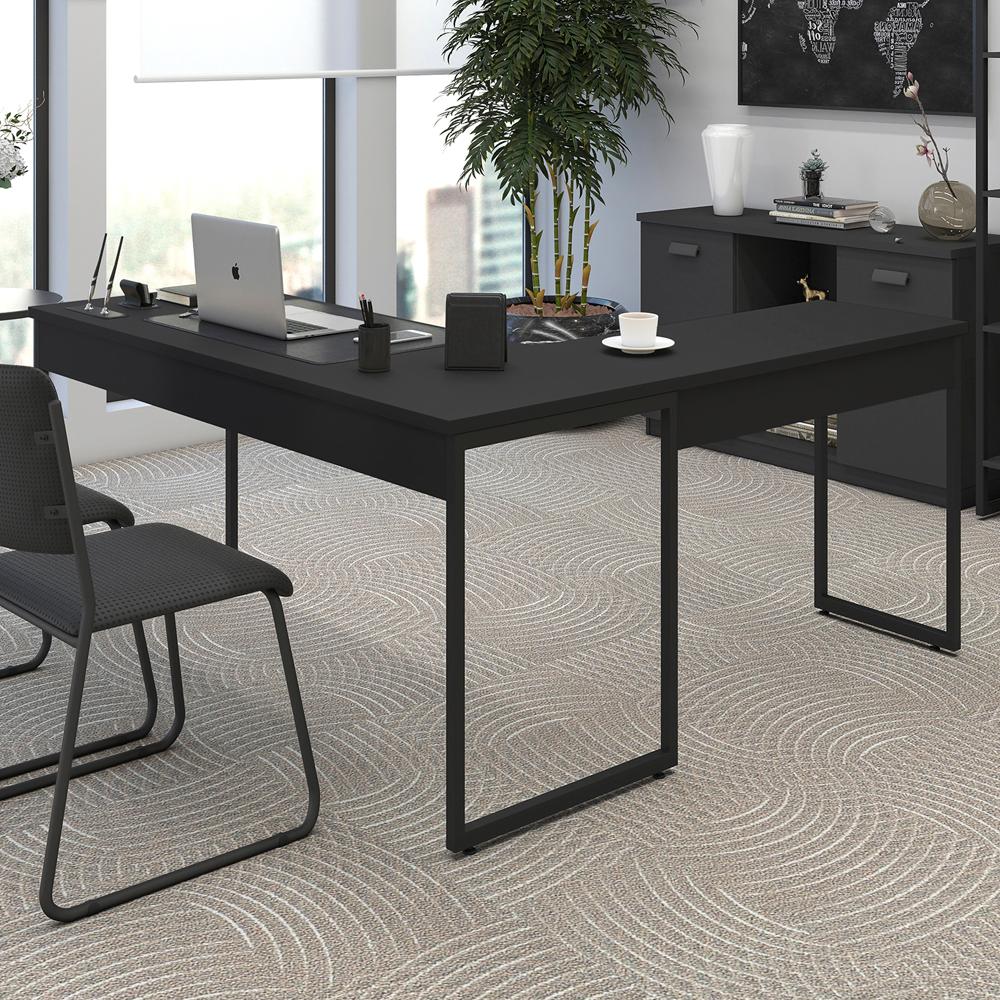 Mesa De Canto Para Escritorio Estilo Industrial 133160 Preto Mobel