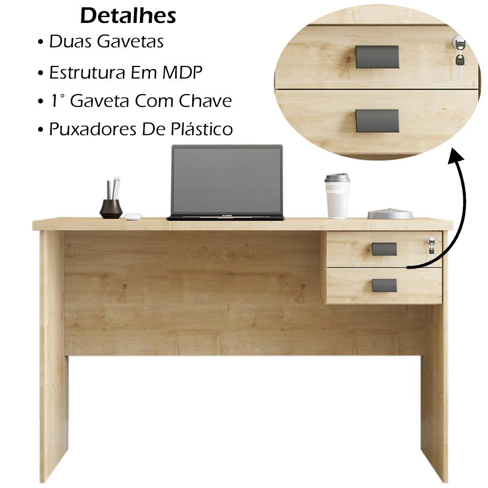 Mesa Para Escritorio 120x74 2 Gavetas 127073 Nature Mobel