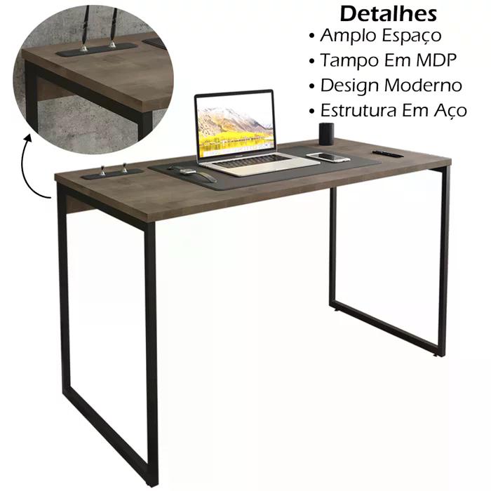 Mesa Para Escritorio Estilo Industrial 120x75 cm 133160 Castanho Mobel