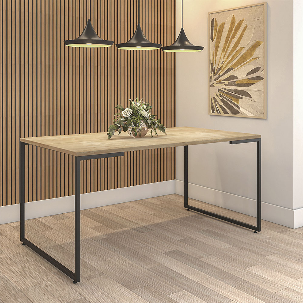 Mesa de Jantar Industrial 6 Lugares 160x90 Porto - Fit Mobel