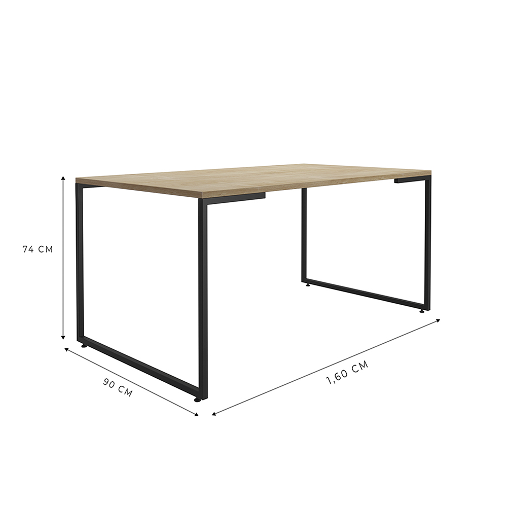 Mesa de Jantar Industrial 6 Lugares 160x90 Porto - Fit Mobel