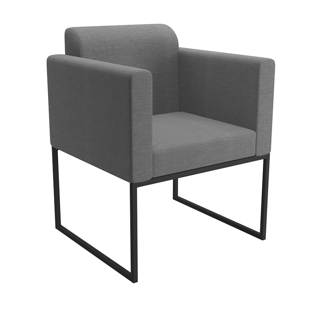 Poltrona Ana Linho Base Industrial Metálica Preto - SSX Multicoisas
