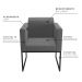 Poltrona Ana Linho Base Industrial Metálica Preto - SSX Multicoisas