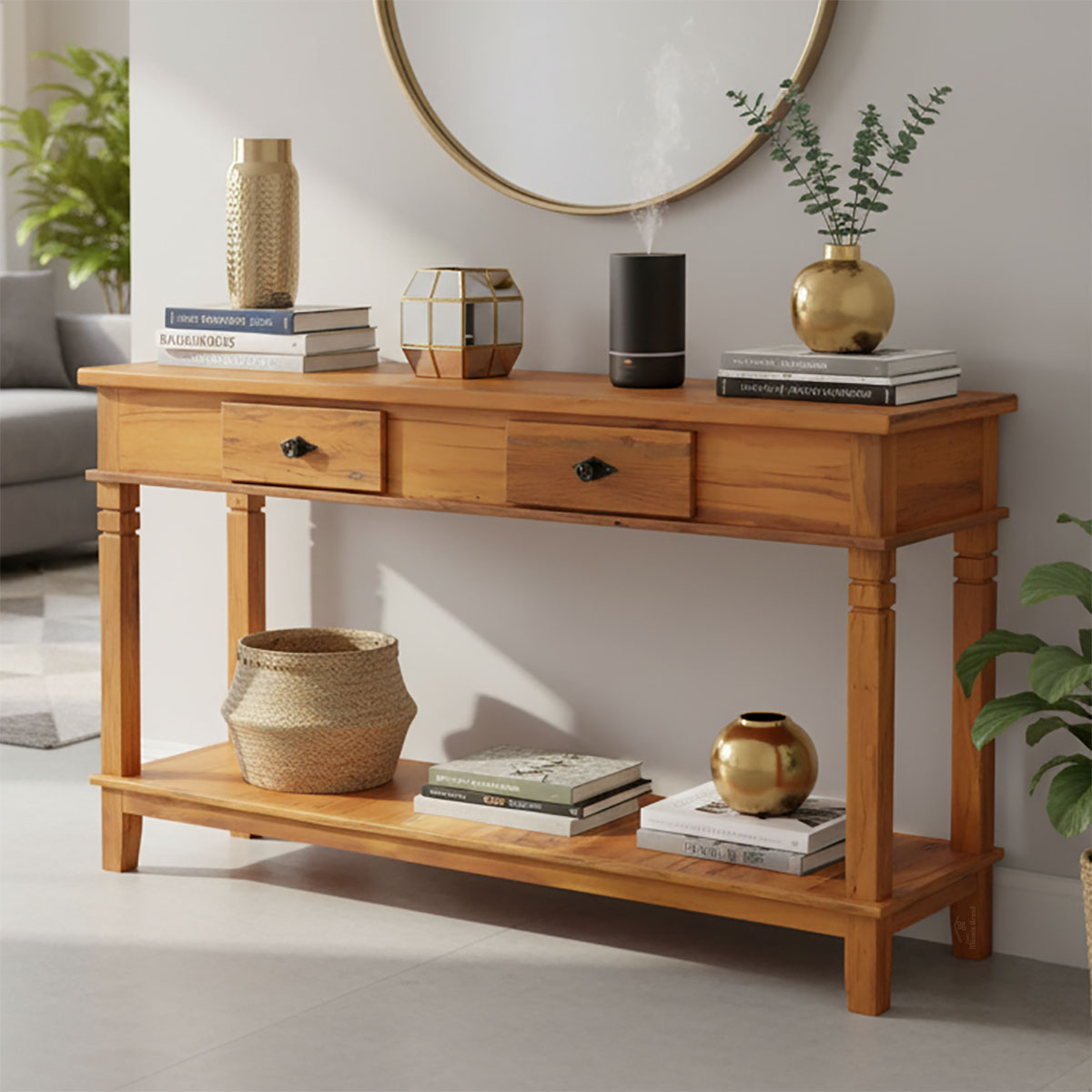 Aparador 1,5 M Madeira Demolição Peroba Rosa 2 Gavetas e 1 Prateleira Natural