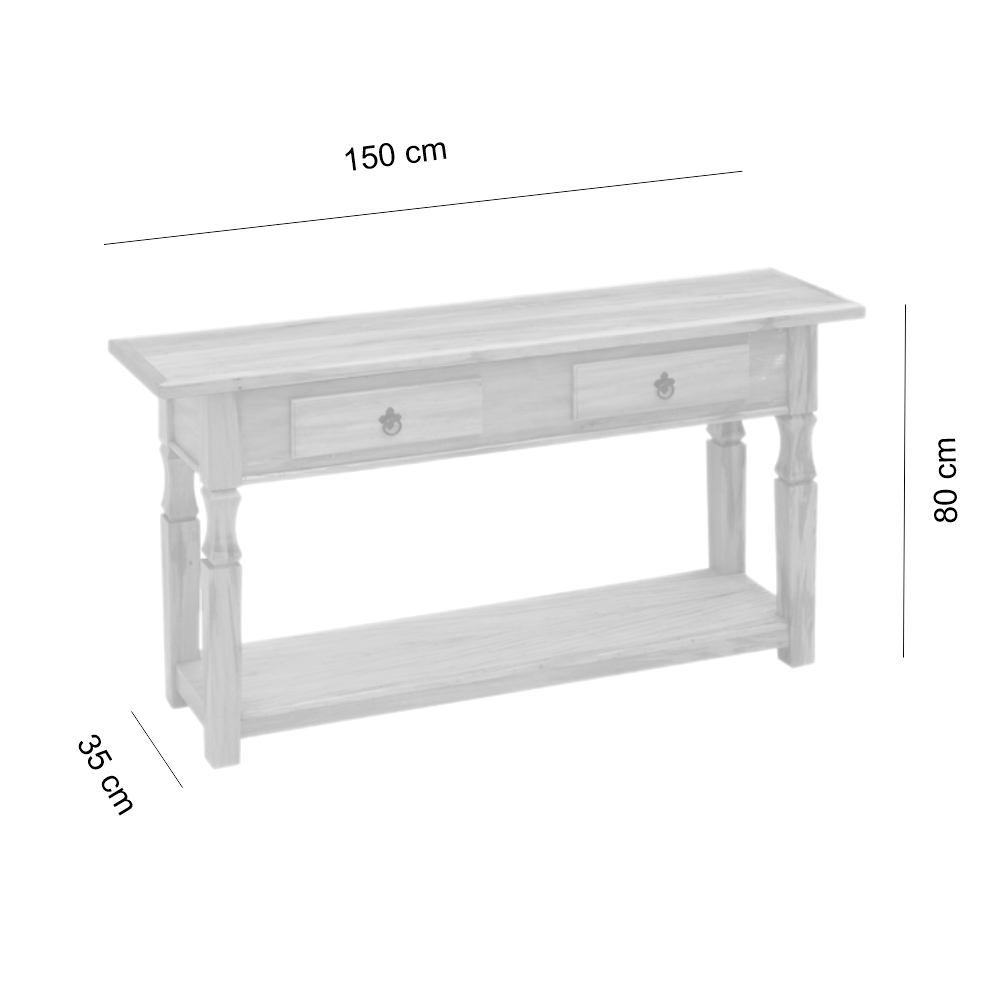 Aparador Belga 1,5M 2 Gavetas Madeira Maciça Natural