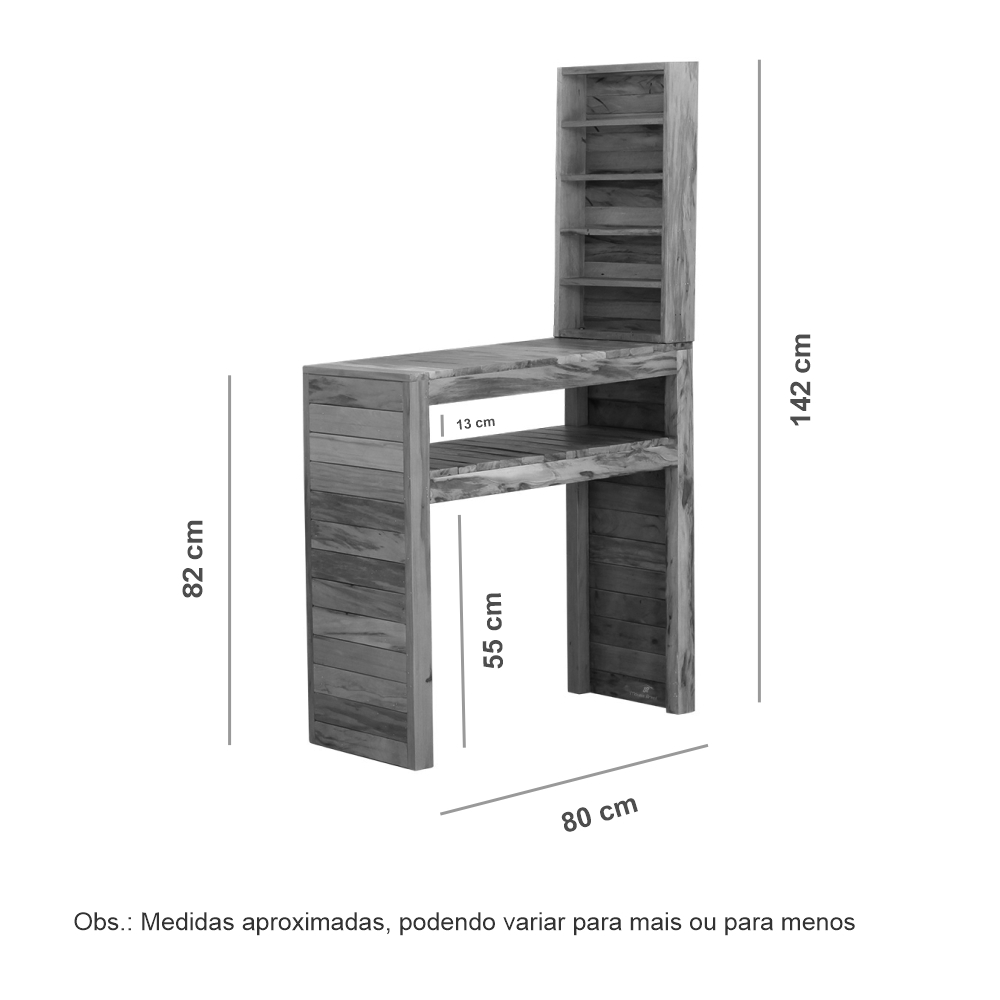 Aparador Esmalteira 80 cm Madeira Maciça Pátina
