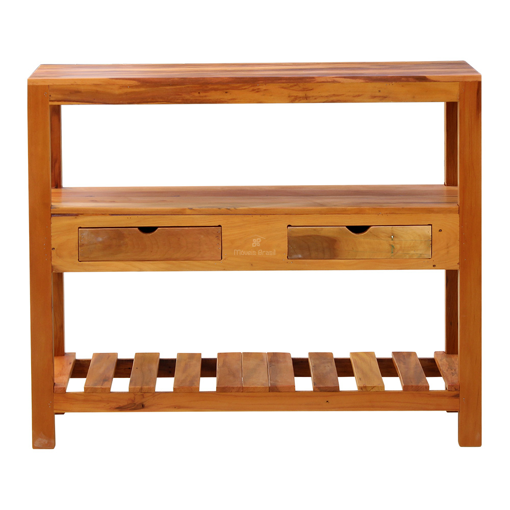 Aparador Ilha 1 m 2 Gavetas Madeira Demolição Natural