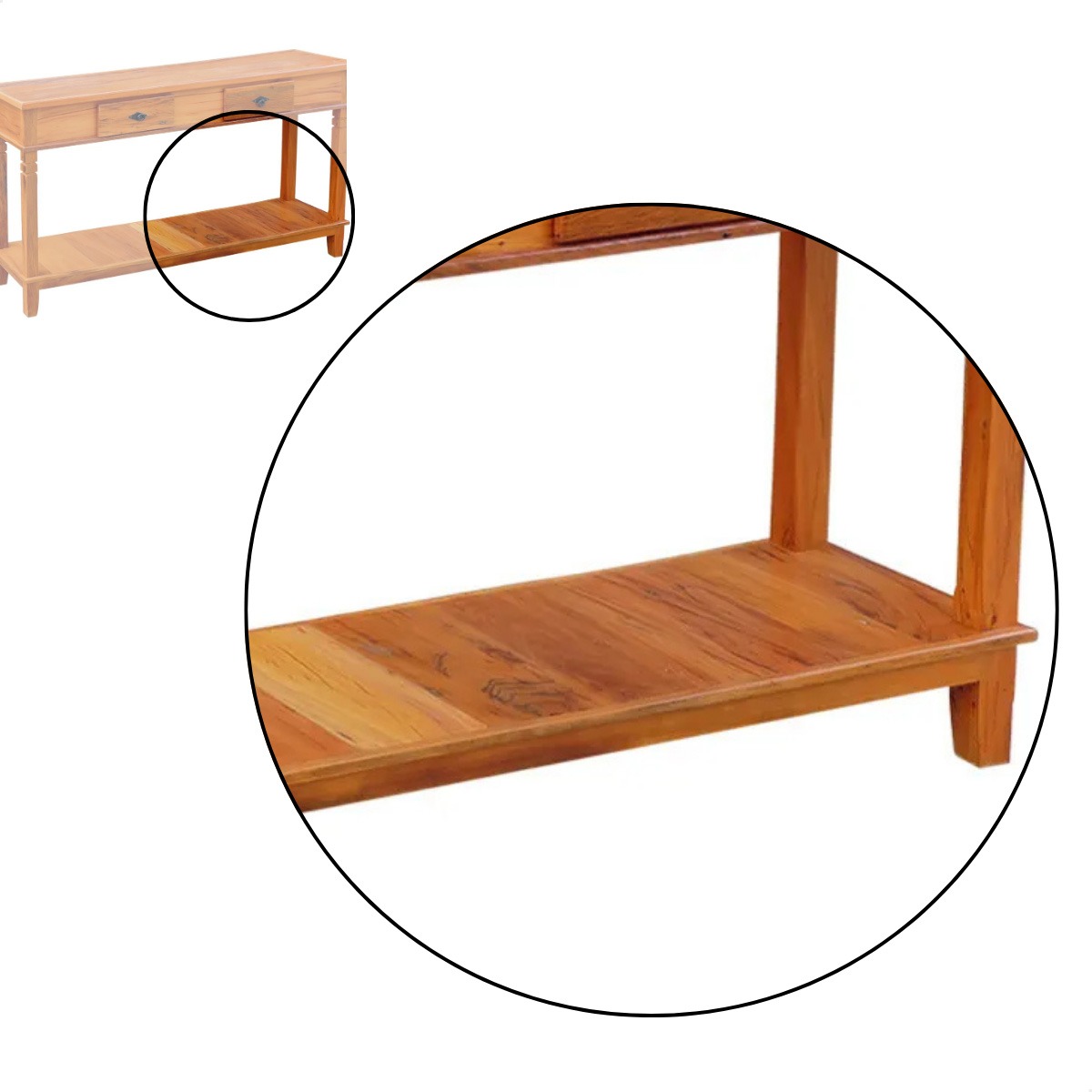 Aparador Tradicional Madeira Demolição 1,5 M 2 Gavetas - Natural