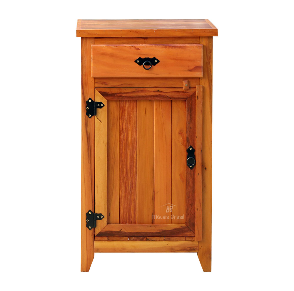 Armário Balcão Arcais 50 cm 1 Porta Madeira Maciça Natural