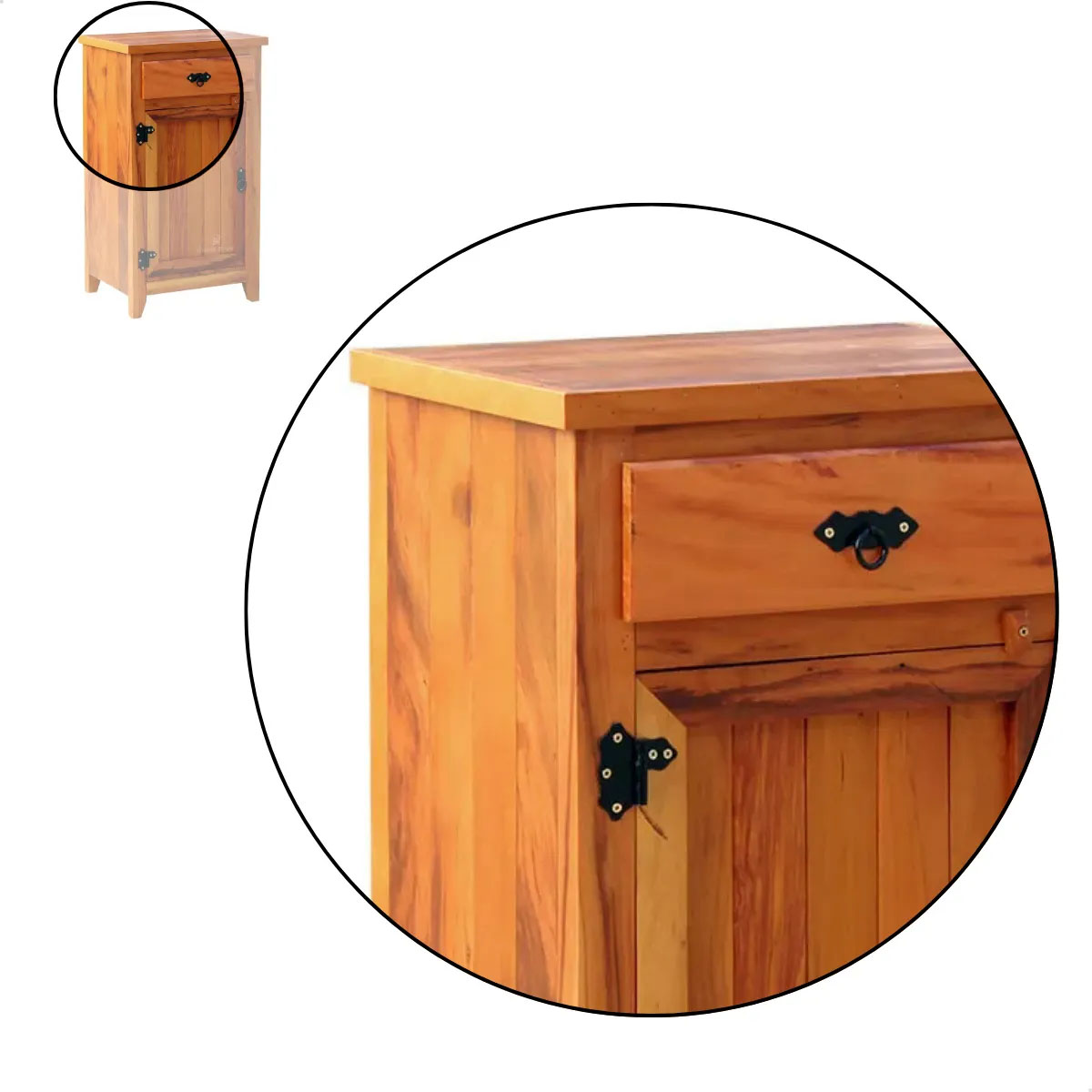 Armário Balcão Arcais 50 cm 1 Porta Madeira Maciça Natural