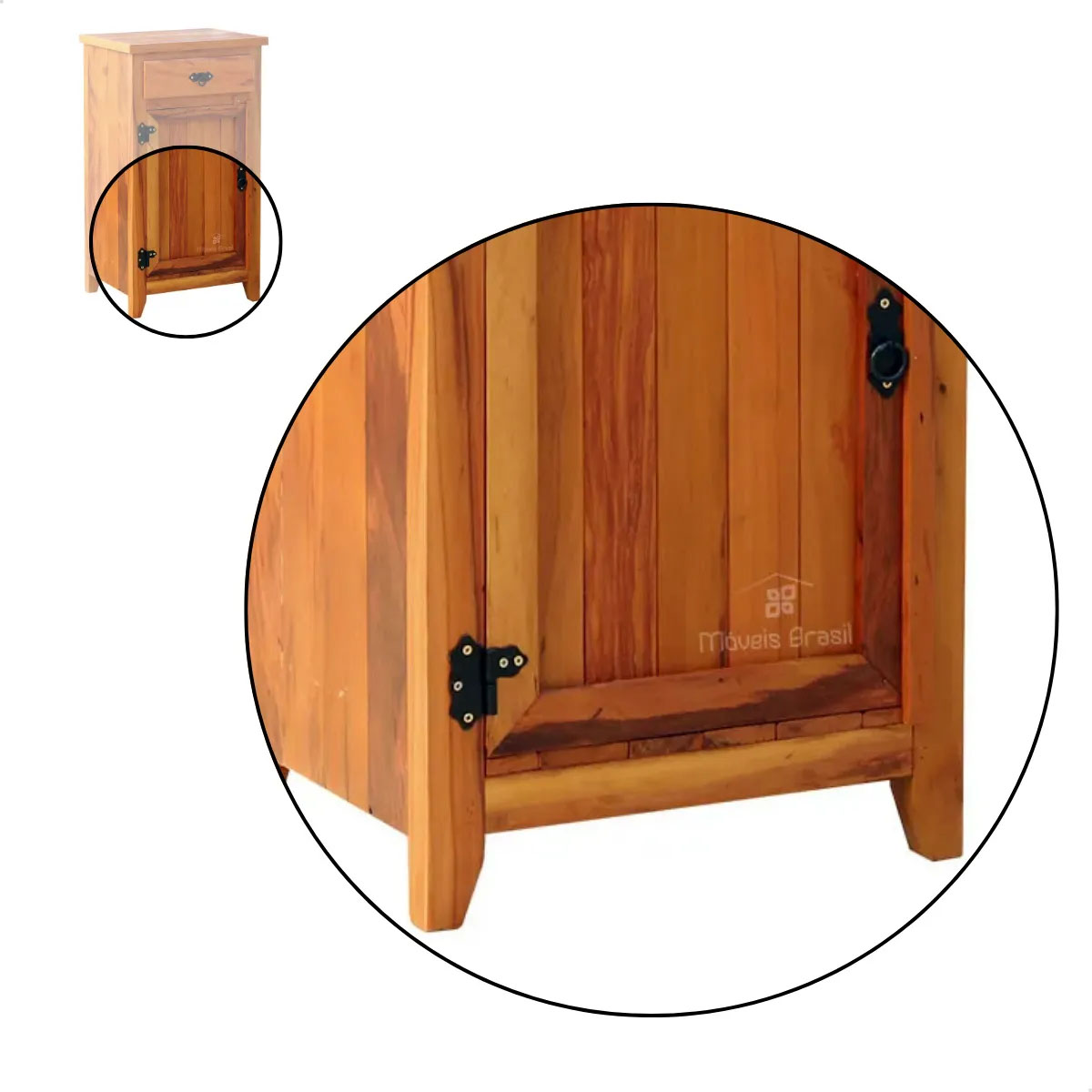 Armário Balcão Arcais 50 cm 1 Porta Madeira Maciça Natural