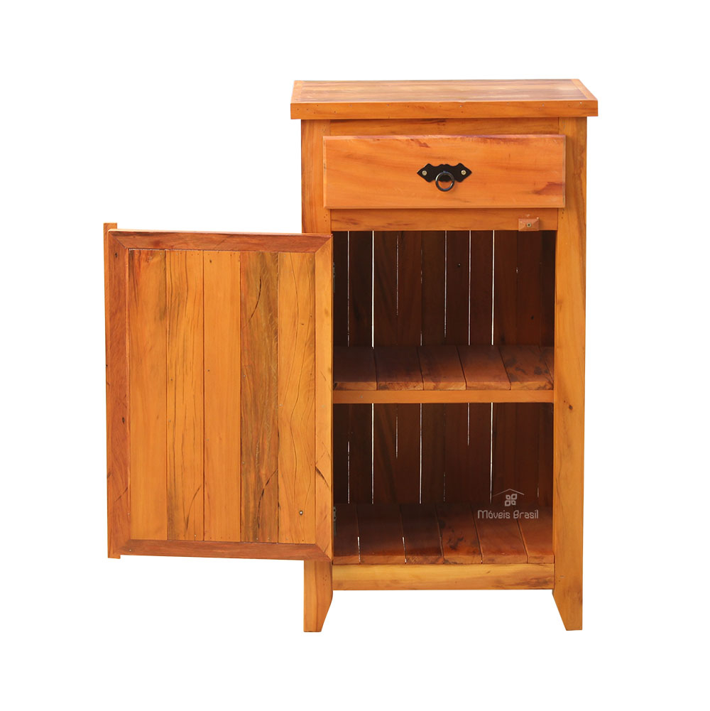 Armário Balcão Arcais 50 cm 1 Porta Madeira Maciça Natural