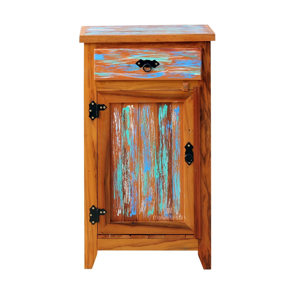 Armário Balcão Arcais 50 cm 1 Porta Madeira Maciça Pátina