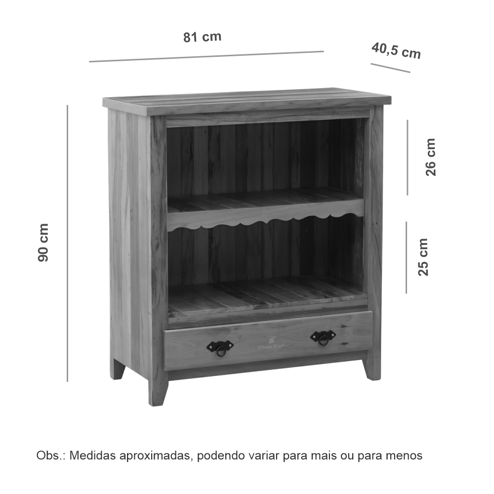 Armário Toalheiro 80 cm Madeira Demolição Natural