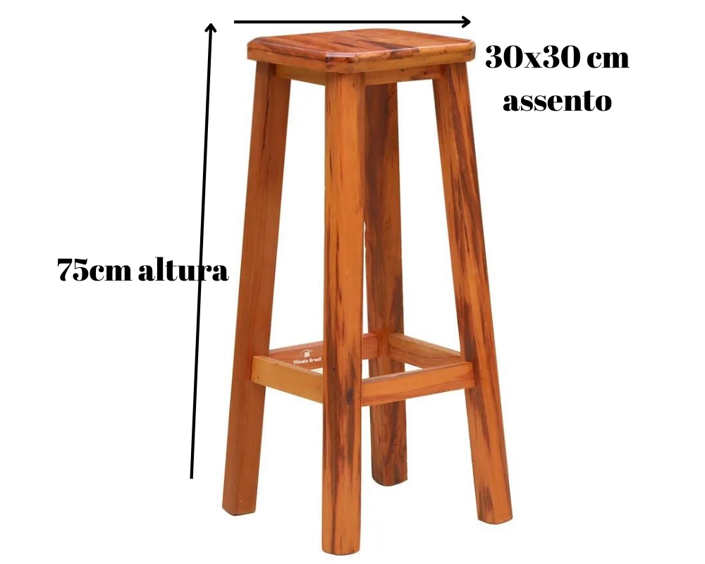 Banqueta Alta de Peroba em Madeira maciça de demolição