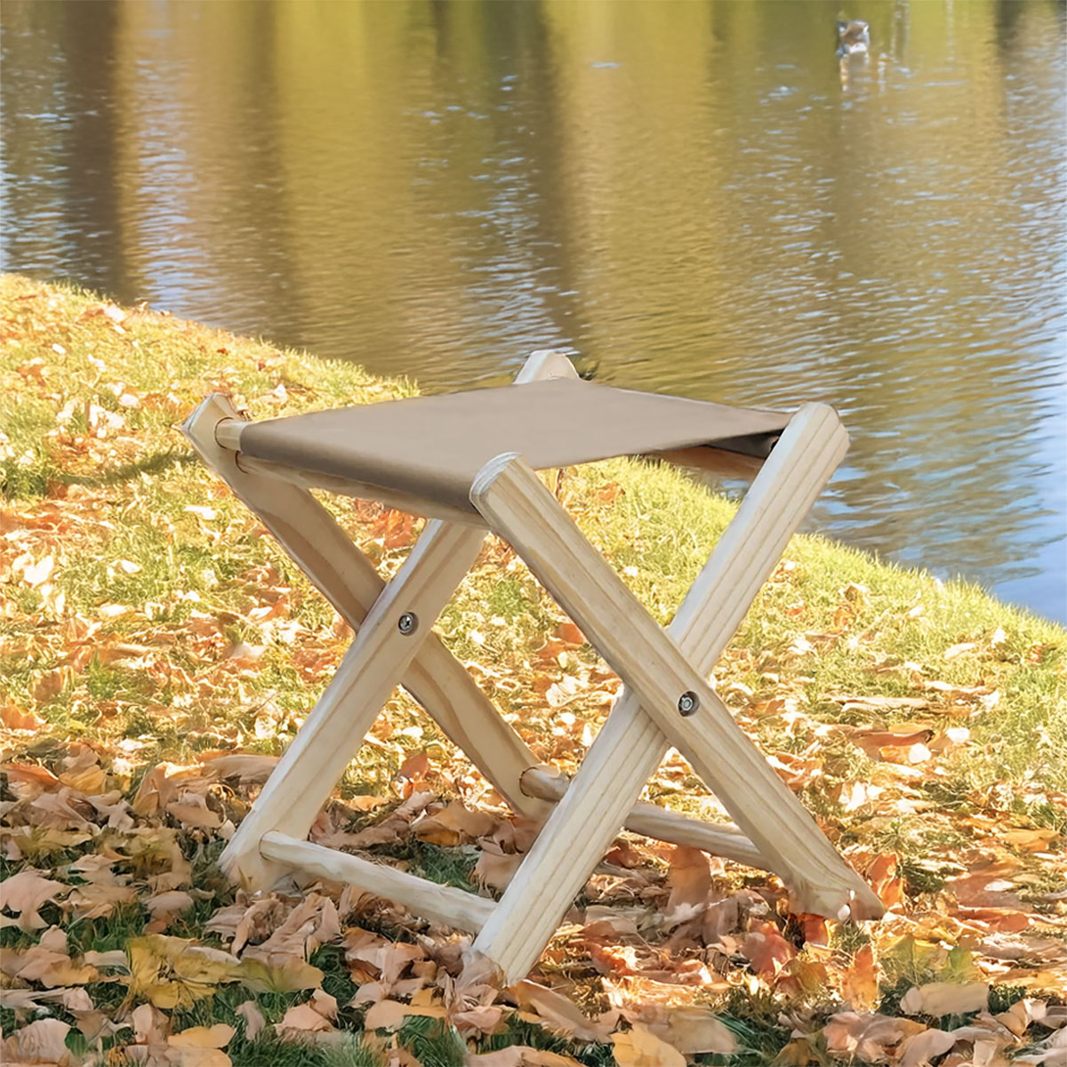 Banquinho de Madeira Banqueta Dobrável Pescador-Marrom