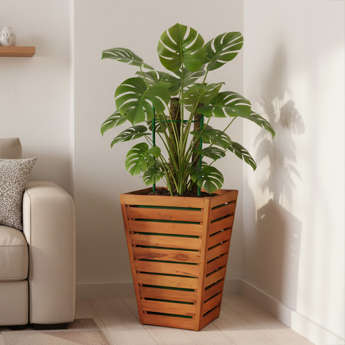 Cachepot Cone 60 CM Madeira Maciça Natural