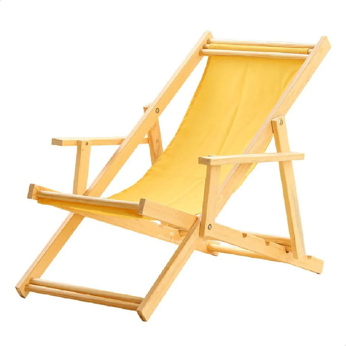 Cadeira Espreguiçadeira Dobrável Madeira C/B - Amarelo