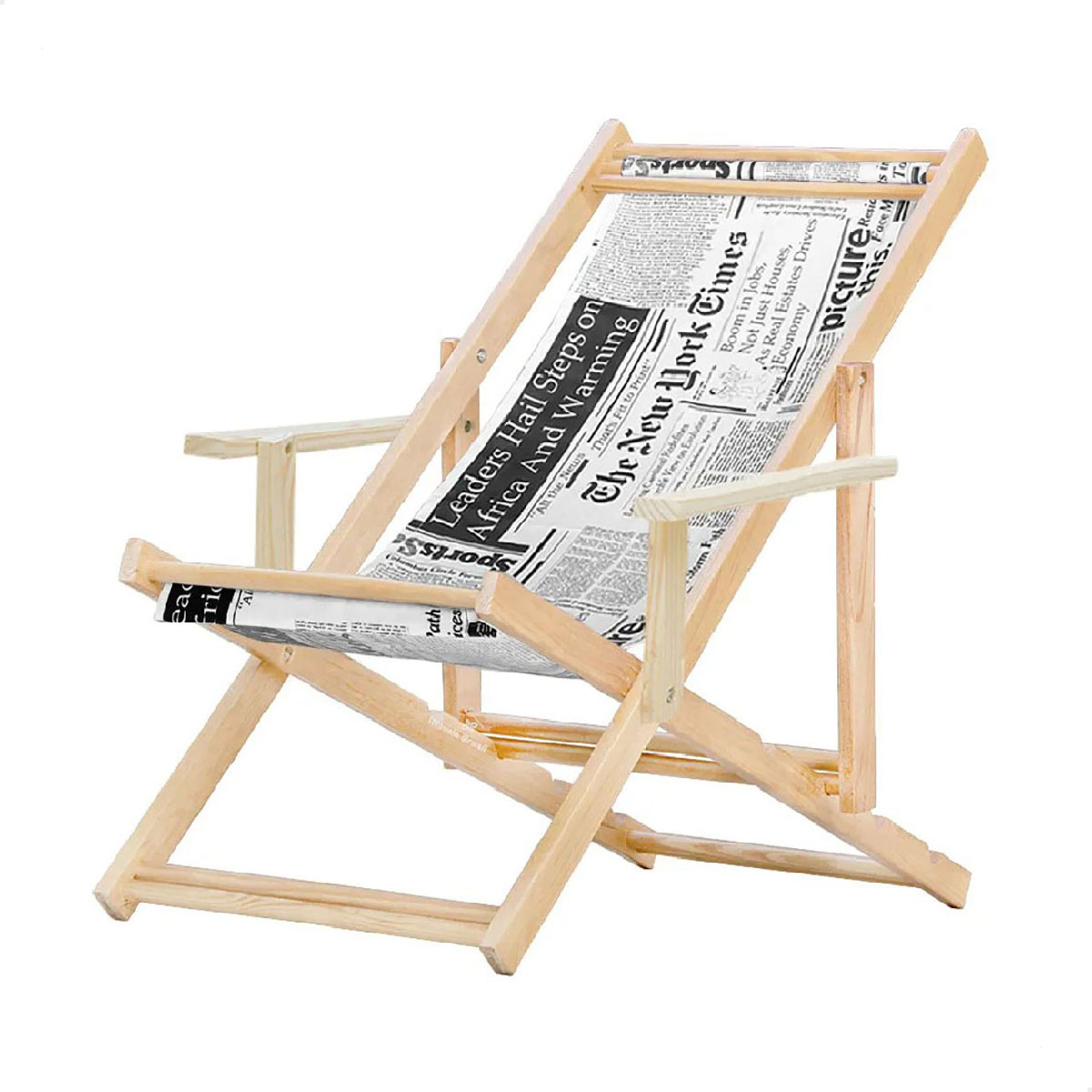 Cadeira Espreguiçadeira Dobrável Madeira C/B - Jornal