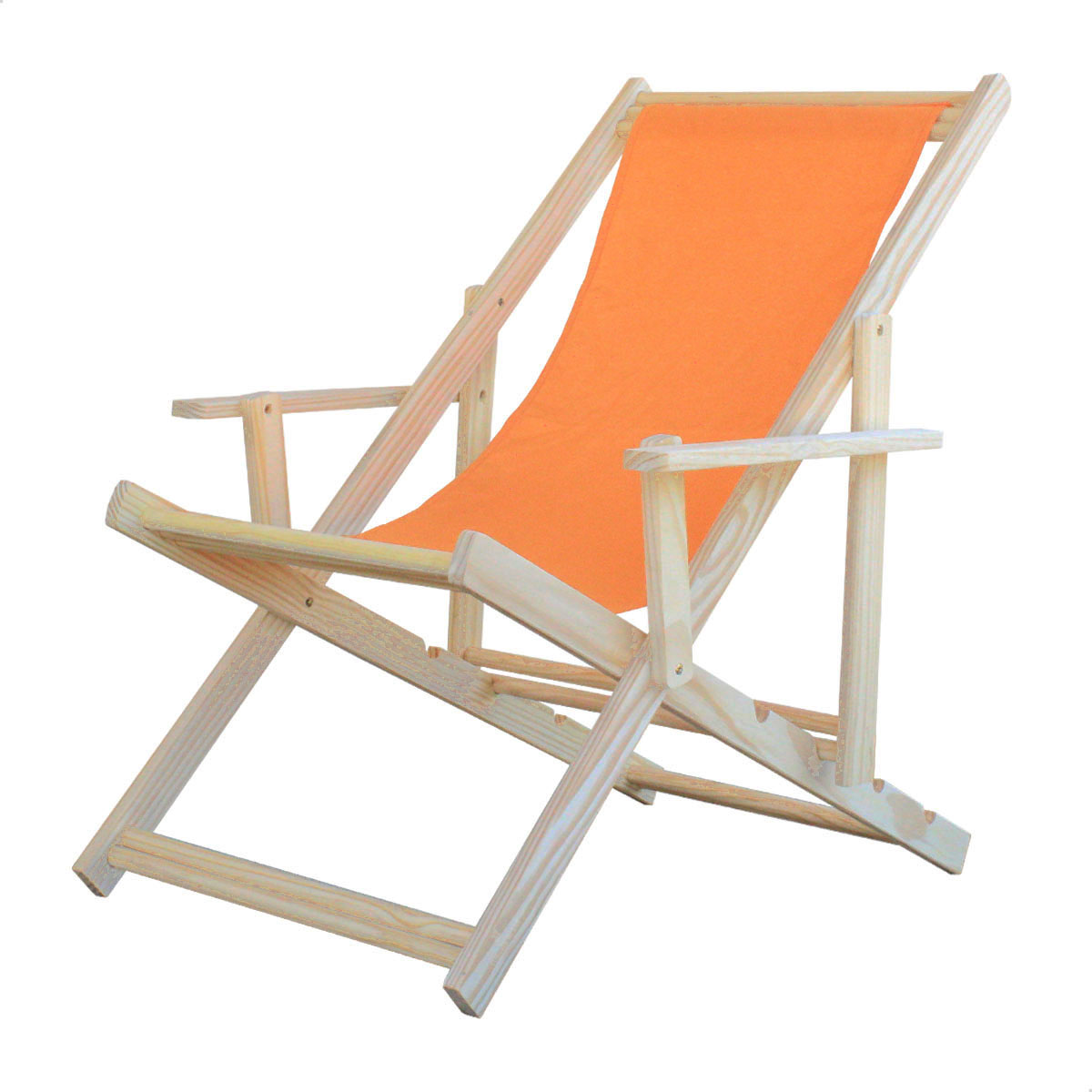 Cadeira Espreguiçadeira Dobrável Madeira C/B - Laranja
