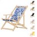 Cadeira Espreguiçadeira Dobrável Madeira C/B - List Azul/Branco