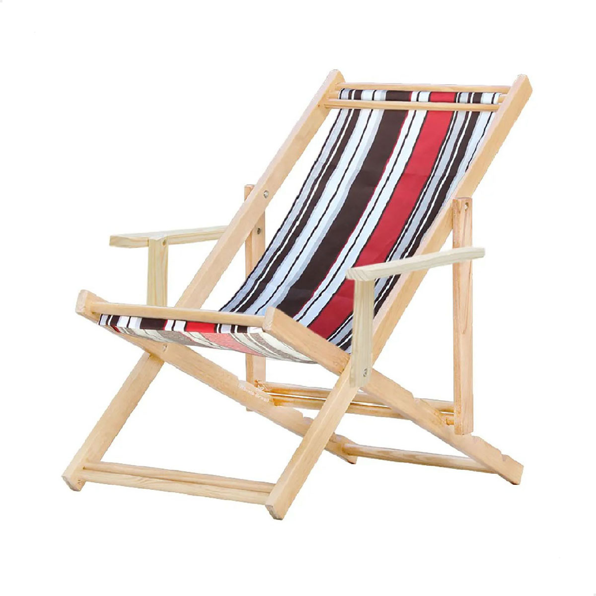 Cadeira Espreguiçadeira Dobrável Madeira C/B - List Marrom/Vermelho