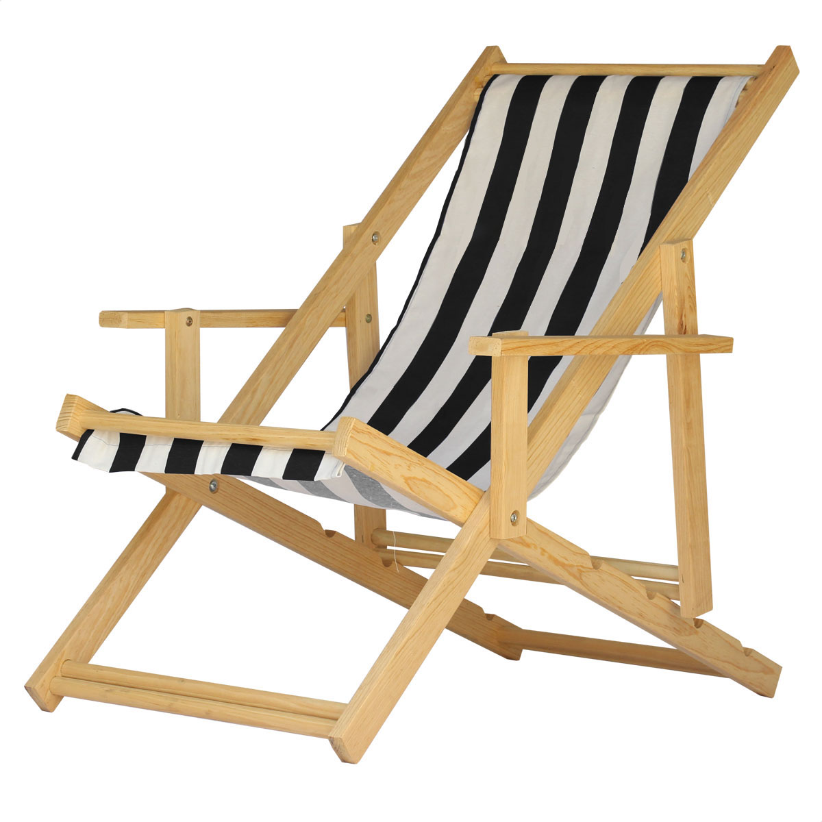 Cadeira Espreguiçadeira Dobrável Madeira C/B - List Preto/Branco