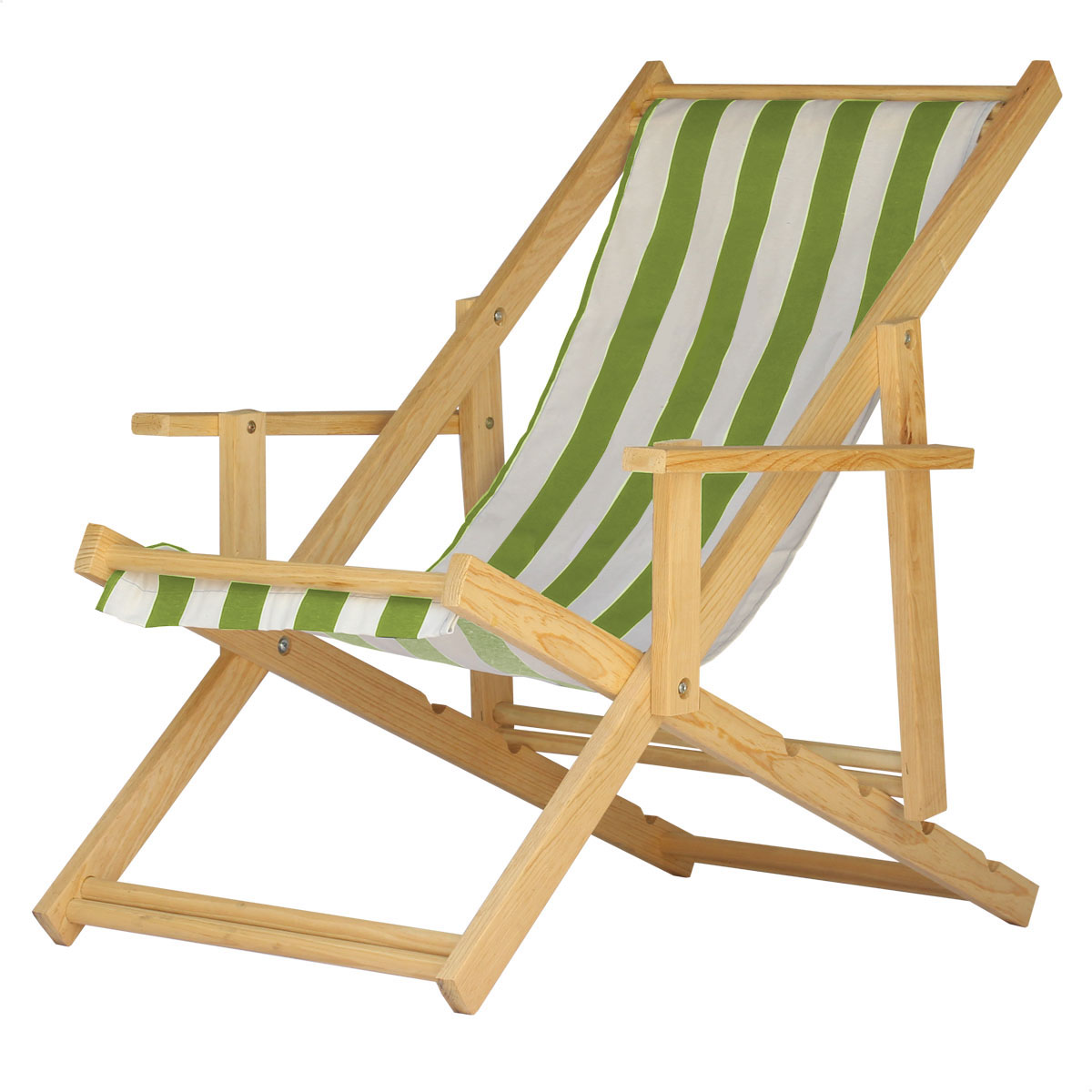 Cadeira Espreguiçadeira Dobrável Madeira C/B - List Verd/Branco