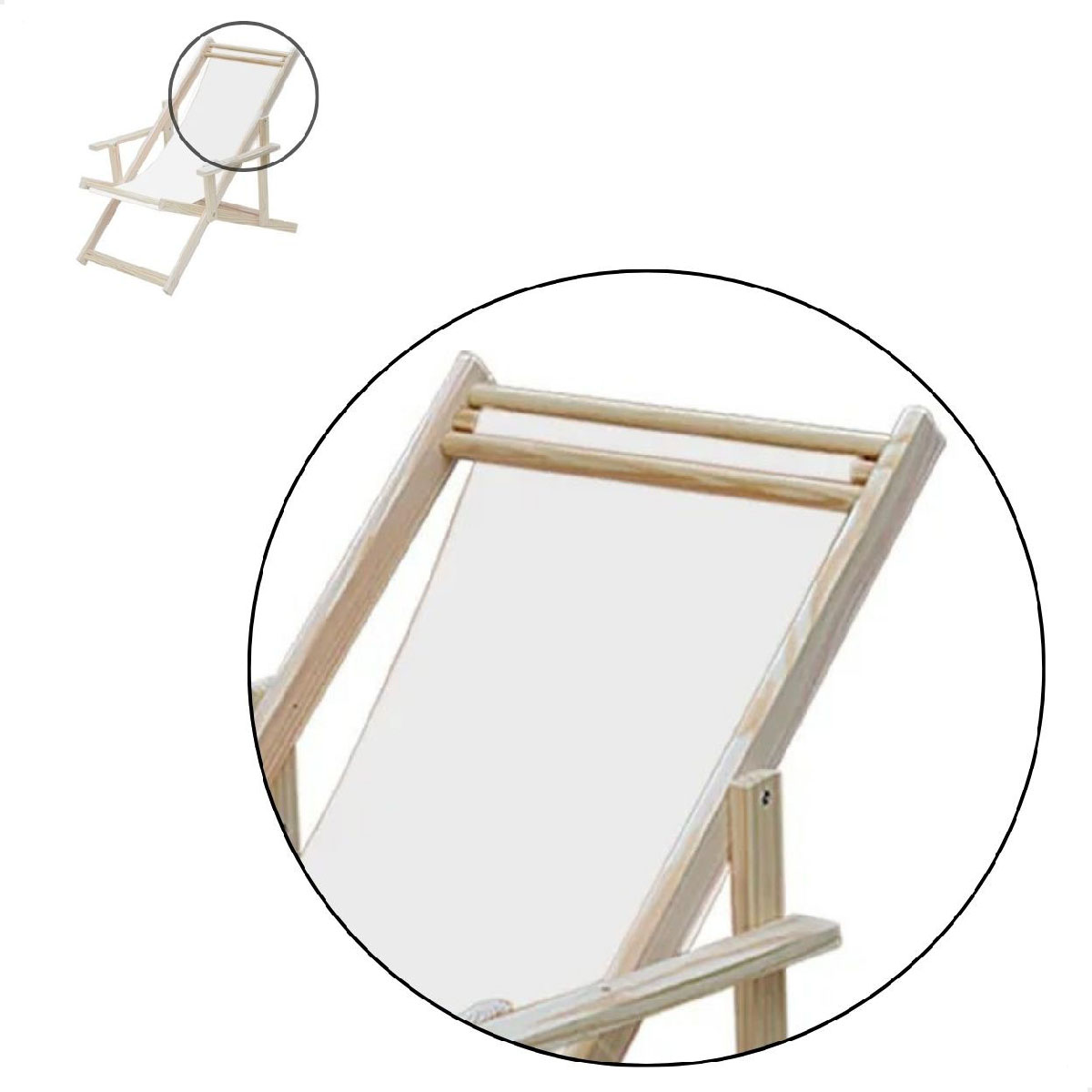 Cadeira Espreguiçadeira Dobrável Madeira C/B - List Verm/Branco