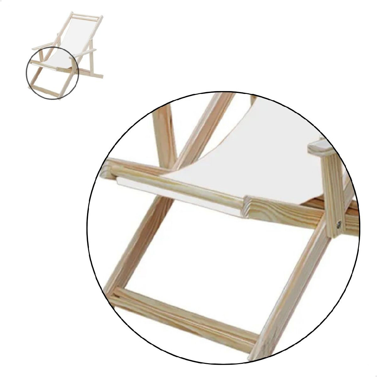 Cadeira Espreguiçadeira Dobrável Madeira C/B - Listras Azuis