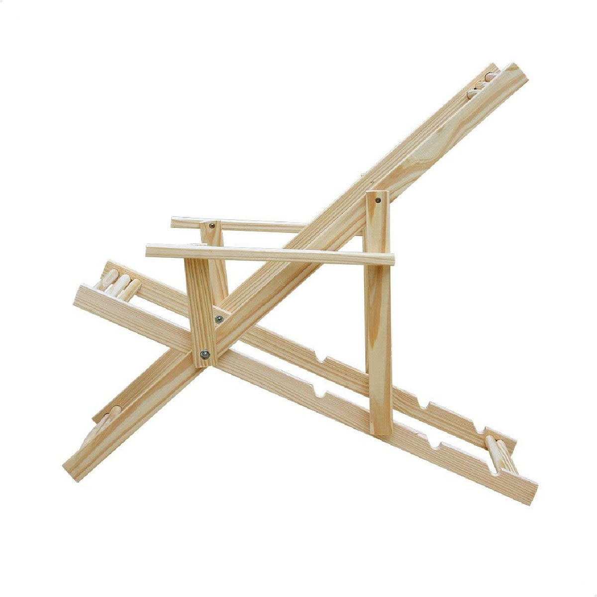 Cadeira Espreguiçadeira Dobrável Madeira C/B - Preto