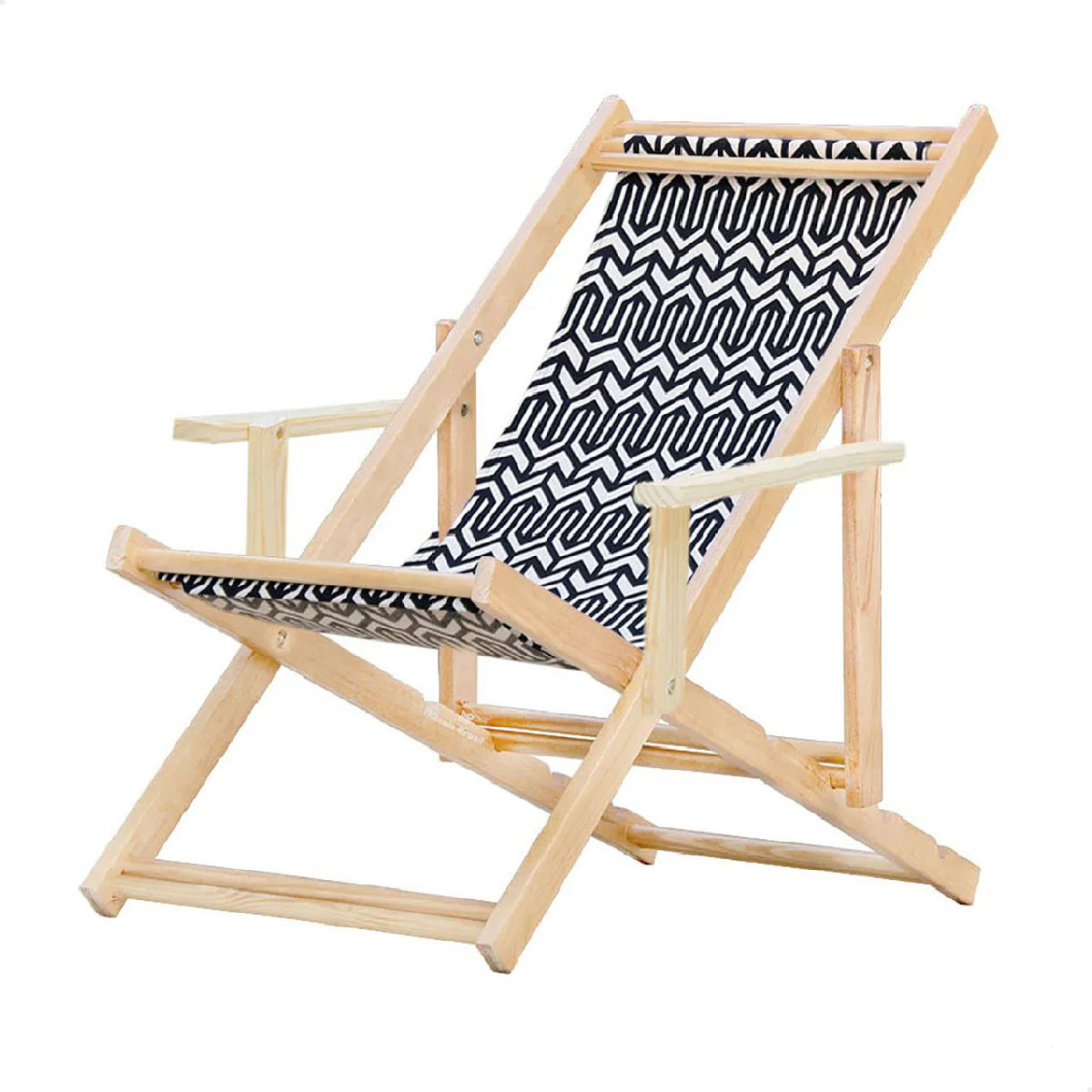 Cadeira Espreguiçadeira Dobrável Madeira C/B - Retro