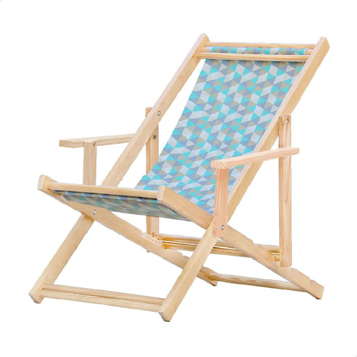 Cadeira Espreguiçadeira Dobrável Madeira C/B - Triang Azul
