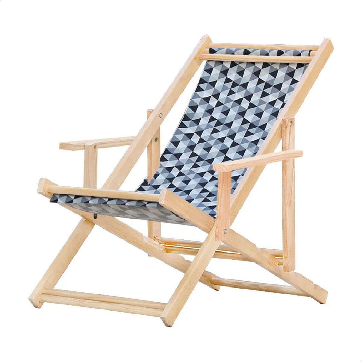 Cadeira Espreguiçadeira Dobrável Madeira C/B - Triang Preto