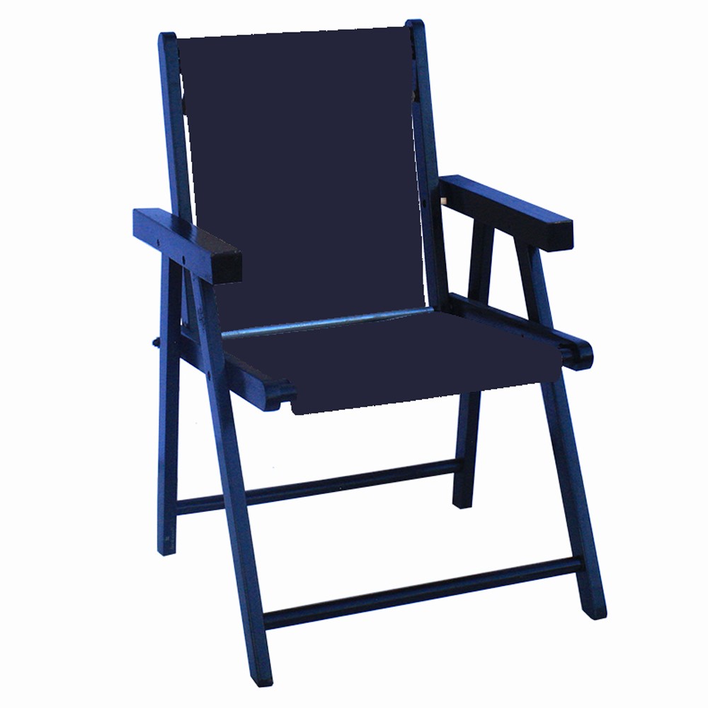 Cadeira Praia Dobrável em Madeira Black-Azul Marinho