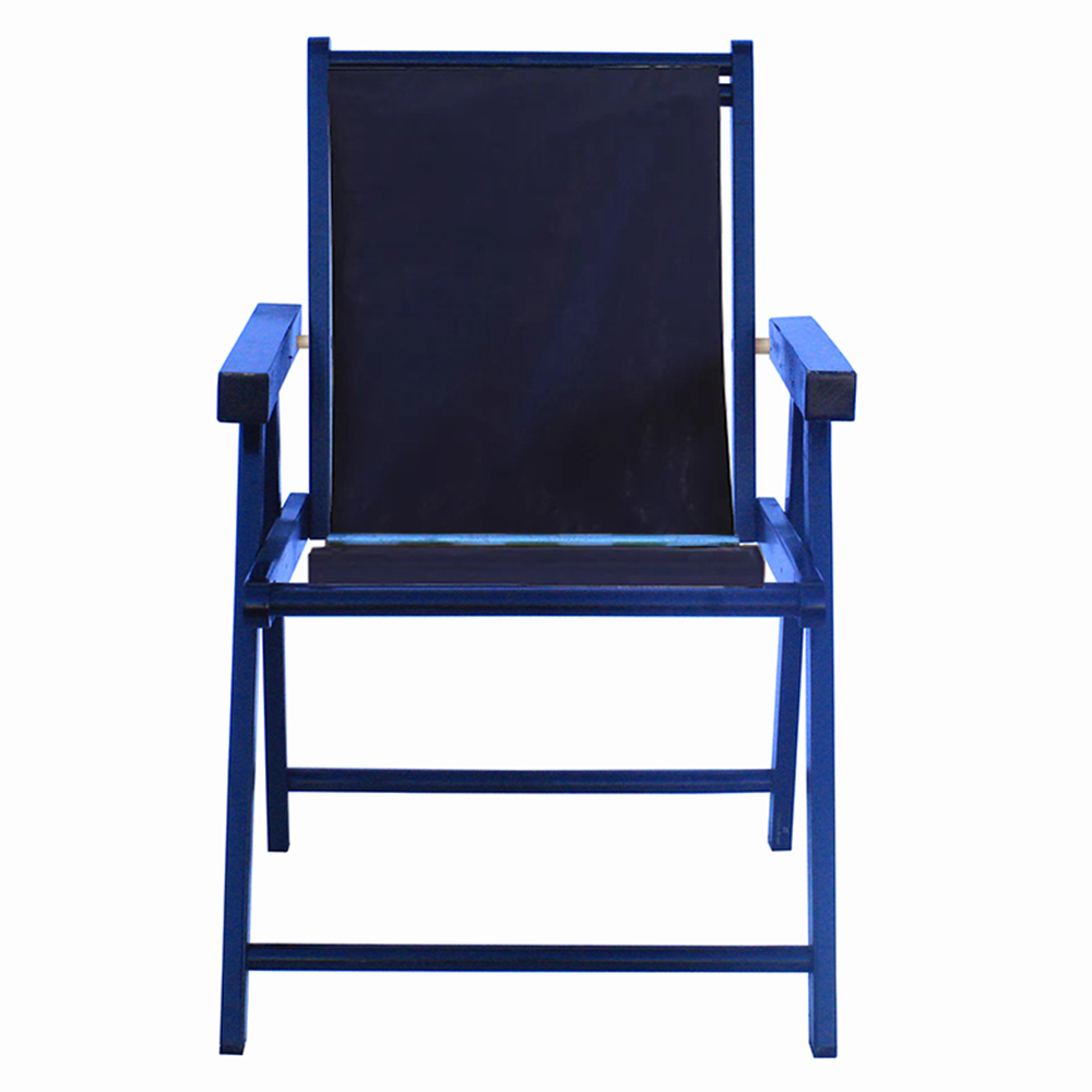 Cadeira Praia Dobrável em Madeira Black-Azul Marinho