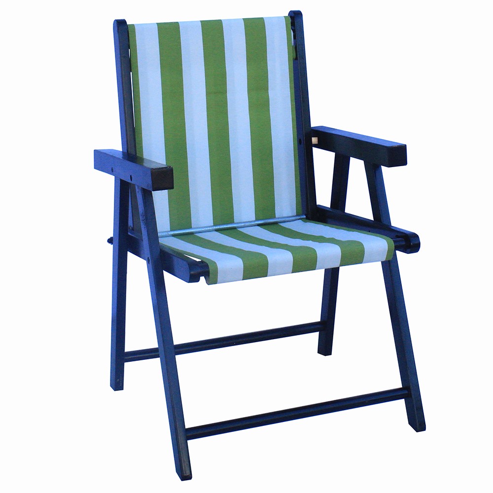 Cadeira Praia Dobrável em Madeira Black-List Verde/Branco