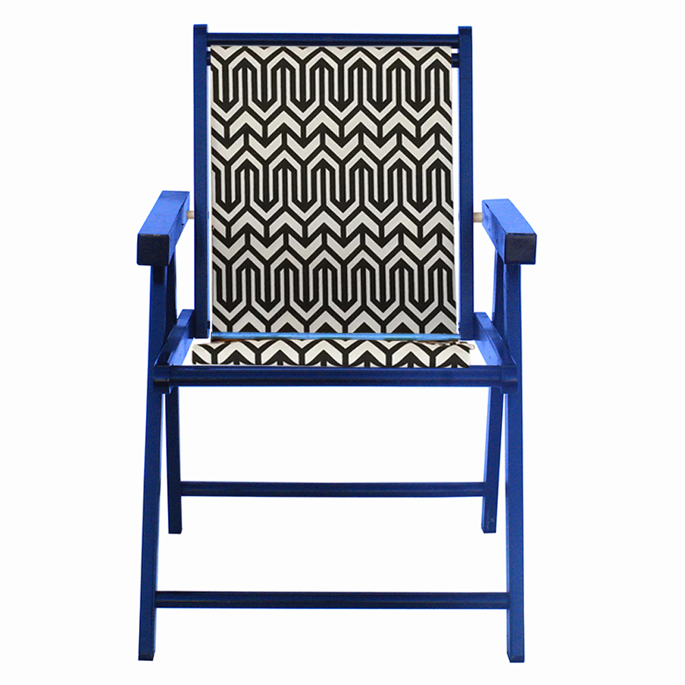 Cadeira Praia Dobrável em Madeira Black-Retro