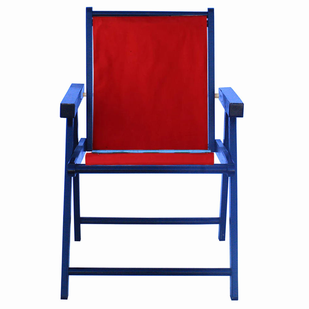 Cadeira Praia Dobrável em Madeira Black-Vermelho