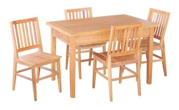 Conjunto Mesa De Jantar 120x80 Cm 4 Cadeiras Madri Em Madeira Demolição