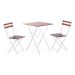 Conjunto Mesa Dobrável 60x60 cm 2 Cadeiras Ferro e Madeira Demolição Envernizada - Branca