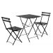 Conjunto Mesa Dobrável 60x60 cm com 2 Cadeiras Ferro e Madeira Envernizada Black