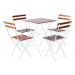 Conjunto Mesa Dobrável 60x60 cm com 4 Cadeiras Ferro e Madeira Demolição Envernizada - Branca