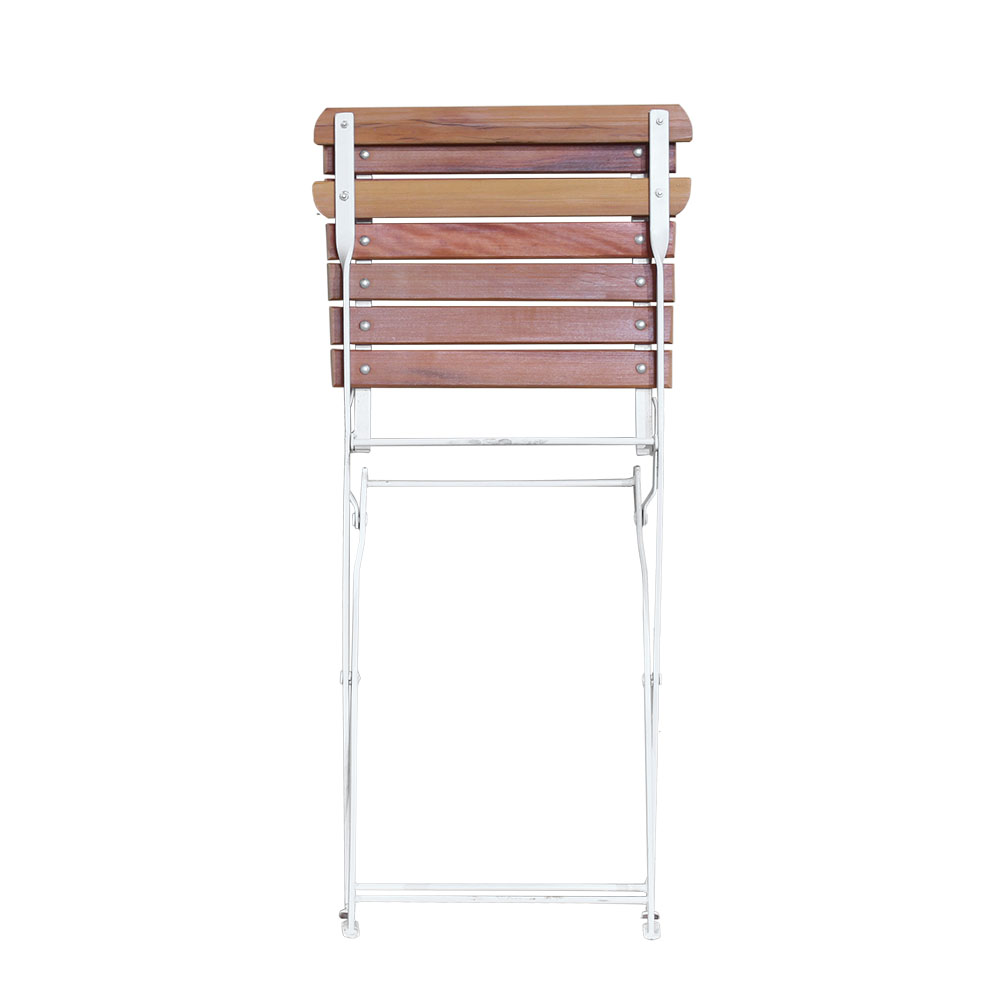 Conjunto Mesa Dobrável 60x60 cm com 4 Cadeiras Ferro e Madeira Demolição Envernizada - Branca