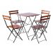 Conjunto Mesa Dobrável 60x60 cm com 4 Cadeiras Ferro e Madeira Demolição Envernizada Natural