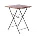 Conjunto Mesa Dobrável 60x60 cm com 4 Cadeiras Ferro e Madeira Demolição Envernizada Natural