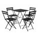 Conjunto Mesa Dobrável 60x60 cm com 4 Cadeiras Ferro e Madeira Envernizada Black